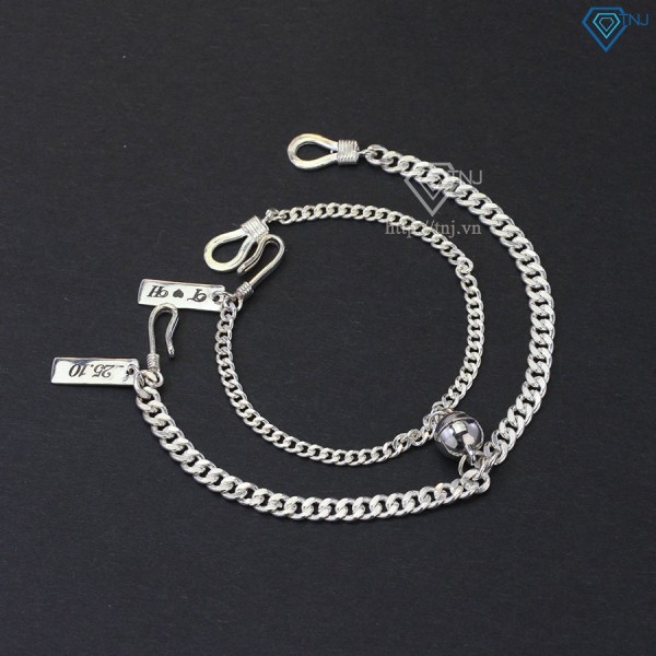 Quà valentine cho bạn gái vòng tay đôi nam châm bằng bạc khắc tên LTD0019 - Trang sức TNJ