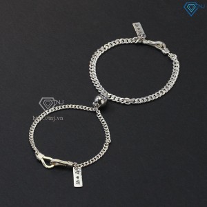 Quà valentine cho bạn gái vòng tay đôi nam châm bằng bạc khắc tên LTD0019 - Trang sức TNJ