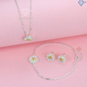 Quà 8 3 cho người yêu bộ trang sức bạc giá rẻ hoa cúc họa mi đẹp BTS0016 - Trang Sức TNJ