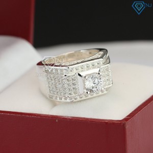 Quà valentine cho nam nhẫn bạc nam đính đá trắng sang trọng NNA0114 - Trang Sức TNJ