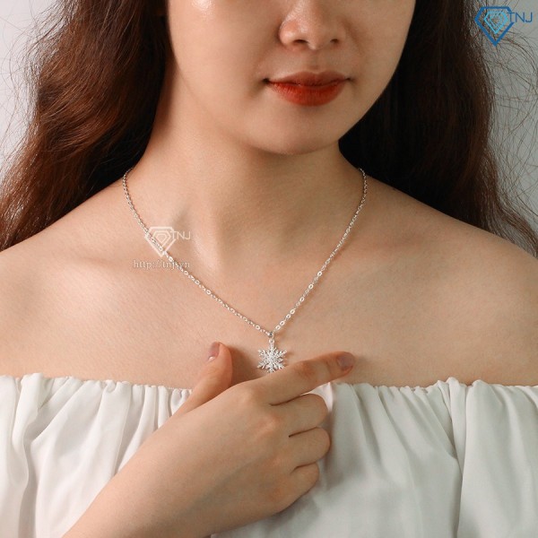 Quà 8 3 cho người yêu dây chuyền bạc nữ hình bông tuyết đẹp DCN0549 - Tran g sức TNJ