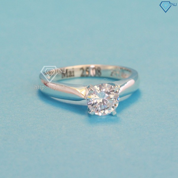 Quà valentine nhẫn bạc nữ đơn giản khắc tên NN0283 - Trang Súc TNJ