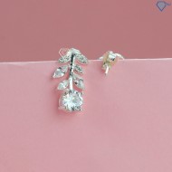 Bông tai bạc nữ hình chiếc lá đính đá đẹp BTN0160 - Trang Sức TNJ
