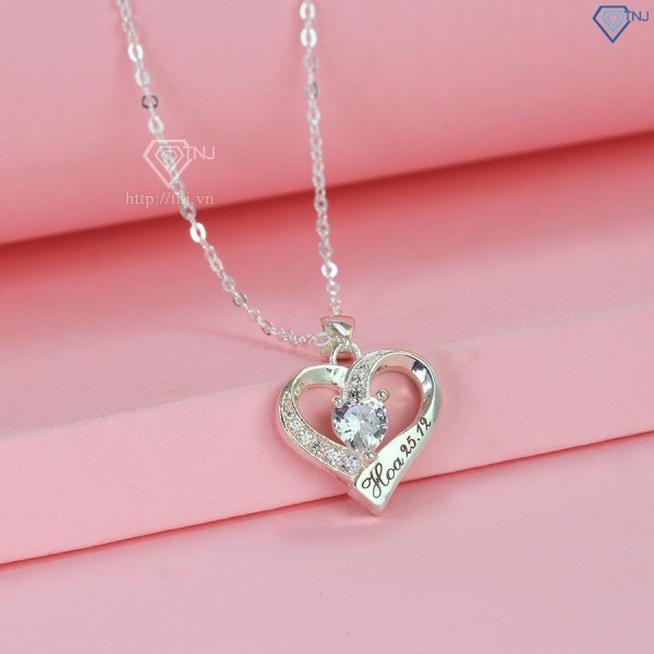 Dây chuyền bạc nữ khắc tên hình trái tim DCN0573 - Trang sức TNJ