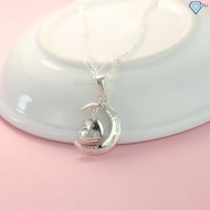 Quà 8 3 cho bạn gái dây chuyền bạc nữ trăng tim khắc tên DCN0423 - Trang sức TNJ