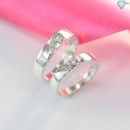 Quà tặng ngày 8 3 cho người yêu nhẫn đôi bạc đẹp trái tim ghép ND0231