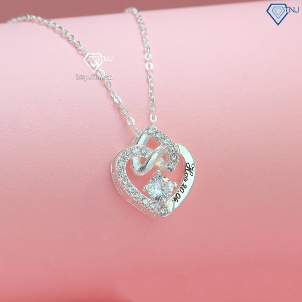 Quà sinh nhật cho người yêu dây chuyền bạc nữ khắc tên hình trái tim ghép DCN0563  - Trang sức TNJ