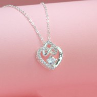 Quà sinh nhật cho vợ dây chuyền bạc nữ khắc tên hình trái tim ghép DCN0563