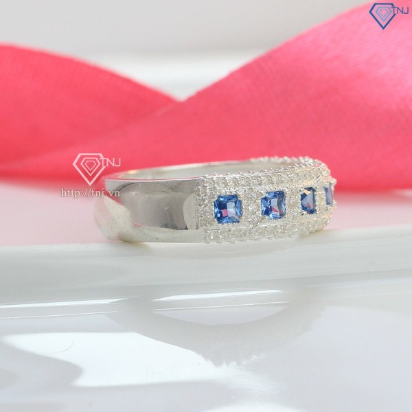 Nhẫn bạc nữ đính đá xanh dương bản to NN0328 - Trang Sức TNJ