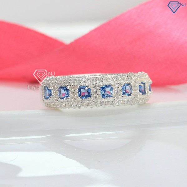 Nhẫn bạc nữ đính đá xanh dương bản to NN0328 - Trang Sức TNJ