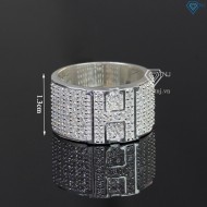 Nhẫn nam chữ H bằng bạc đính đá NNA0209