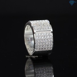 Nhẫn nam chữ H bằng bạc đính đá NNA0209