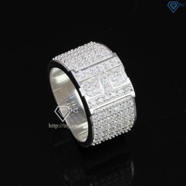 Nhẫn nam chữ H bằng bạc đính đá NNA0209