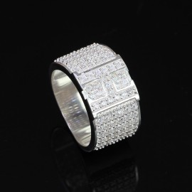 Nhẫn nam chữ H bằng bạc đính đá NNA0210