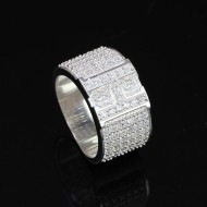 Nhẫn nam chữ H bằng bạc đính đá NNA0210