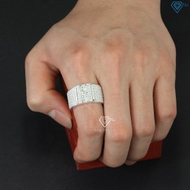 Nhẫn nam chữ H bằng bạc đính đá NNA0209