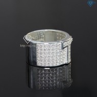 Nhẫn bạc nam chữ cái theo yêu cầu đính đá NNA0209 -Trang sức TNJ