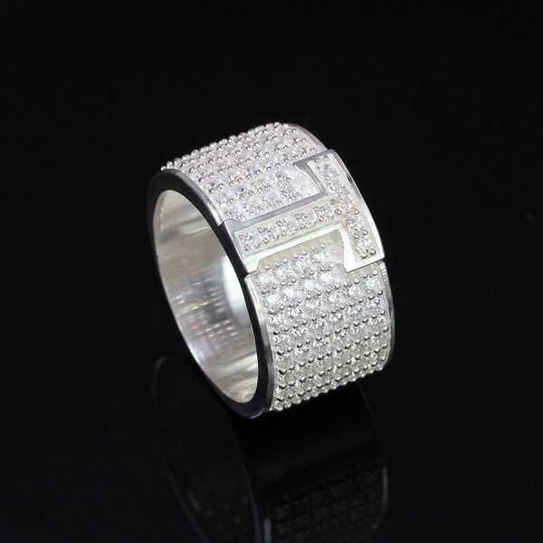 Nhẫn bạc nam chữ cái theo yêu cầu đính đá NNA0209