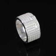 Nhẫn bạc nam chữ cái theo yêu cầu đính đá NNA0209