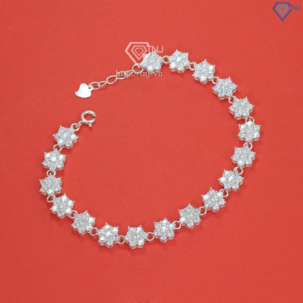 Quà tặng mẹ lắc tay bạc nữ bông hoa đính đá sang trọng LTN0279 - Trang Sức TNJ