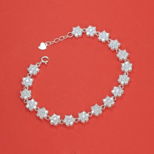 Quà tặng mẹ lắc tay bạc nữ bông hoa đính đá sang trọng LTN0279