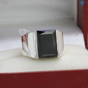 Nhẫn bạc nam đính đá đen đơn giản NNA0061
