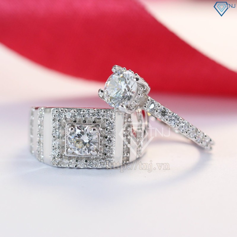 Nhẫn đôi bạc nhẫn cặp bạc đẹp đính đá ND0241 - Trang  Sức Tnj