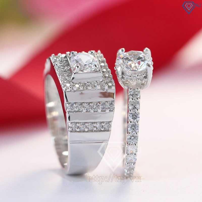 Nhẫn đôi bạc nhẫn cặp bạc đẹp đính đá ND0241 - Trang  Sức Tnj