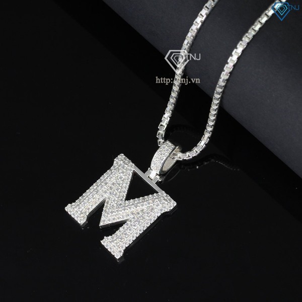 Dây chuyền bạc nam mặt chữ M đính đá DCA0076 - Trang sức TNJ