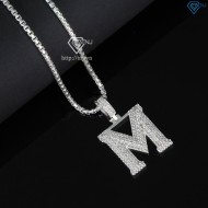 Dây chuyền bạc nam mặt chữ M đính đá DCA0076 - Trang sức TNJ