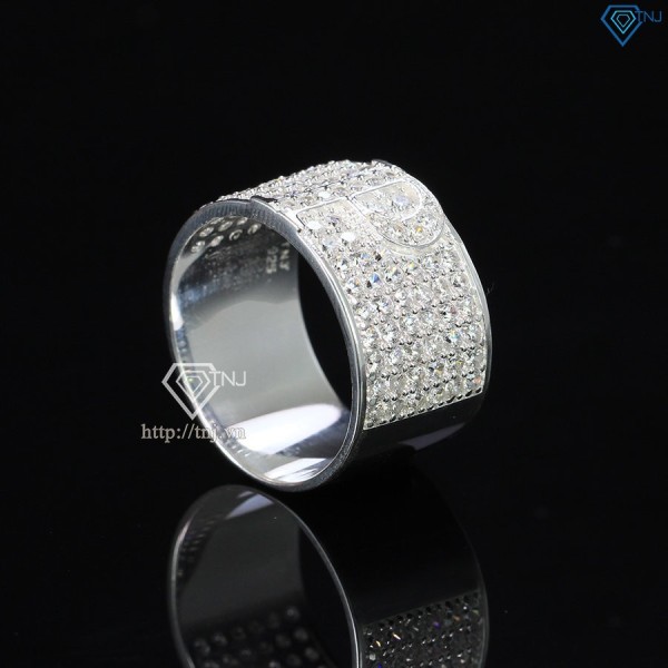 Nhẫn nam chữ P bằng bạc đính đá NNA0209 -Trang sức TNJ