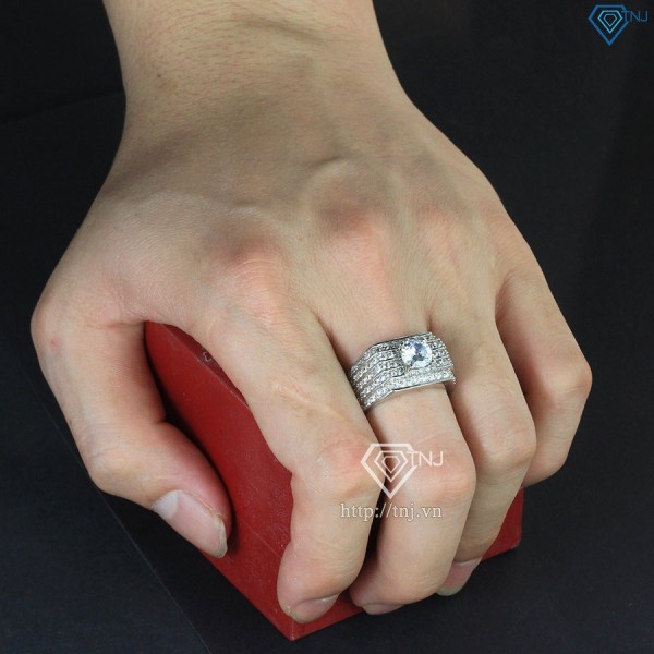 Nhẫn bạc nam xi vàng trắng NNA0060-XK- Trang sức TNJ