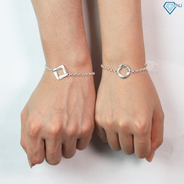 Vòng tay bạc đôi đơn giản khắc tên theo yêu cầu LTD0034 - Trang sức TNJ