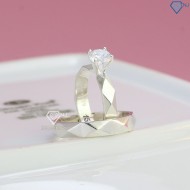 Nhẫn đôi bạc kẻ caro đơn giản khắc tên ND0479 - Trang Sức TNJ