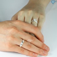 Nhẫn đôi bạc kẻ caro đơn giản khắc tên ND0479 - Trang Sức TNJ