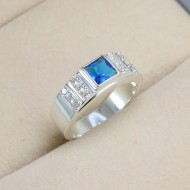 Nhẫn bạc nam đính đá xanh dương đẹp NNA0079