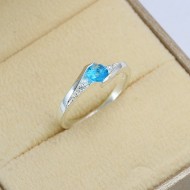Nhẫn bạc nữ đính đá thấp xanh dương NN0340