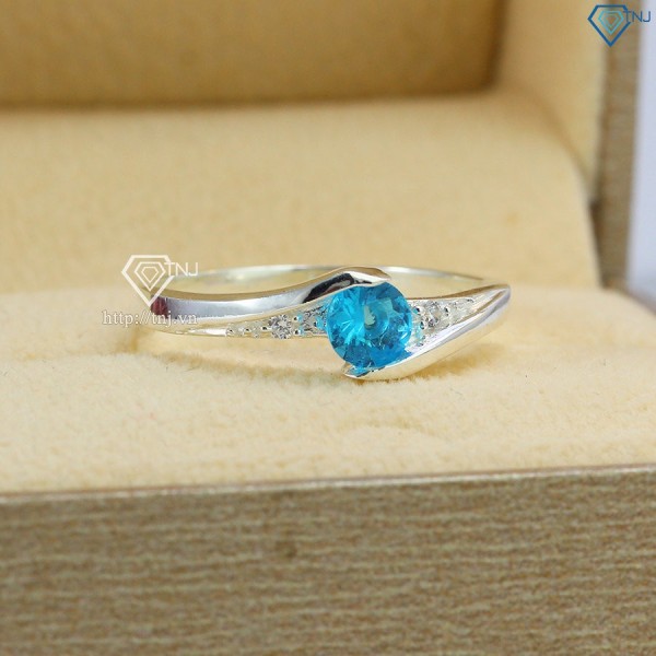 Nhẫn bạc nữ đính đá thấp xanh dương NN0340 - Trang Sức TNJ