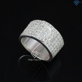 Nhẫn bạc nam chữ D đính đá NNA0209 -Trang sức TNJ