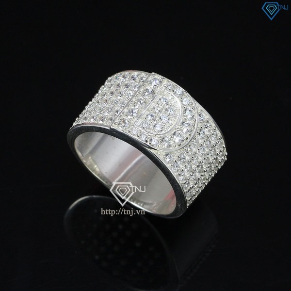 Nhẫn bạc nam chữ D đính đá NNA0209 -Trang sức TNJ