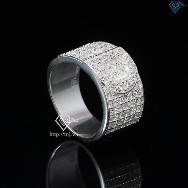 Nhẫn bạc nam chữ D đính đá NNA0209 -Trang sức TNJ