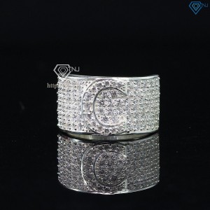Nhẫn bạc nam chữ C đính đá NNA0209
