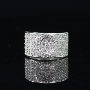Nhẫn bạc nam chữ C đính đá NNA0238