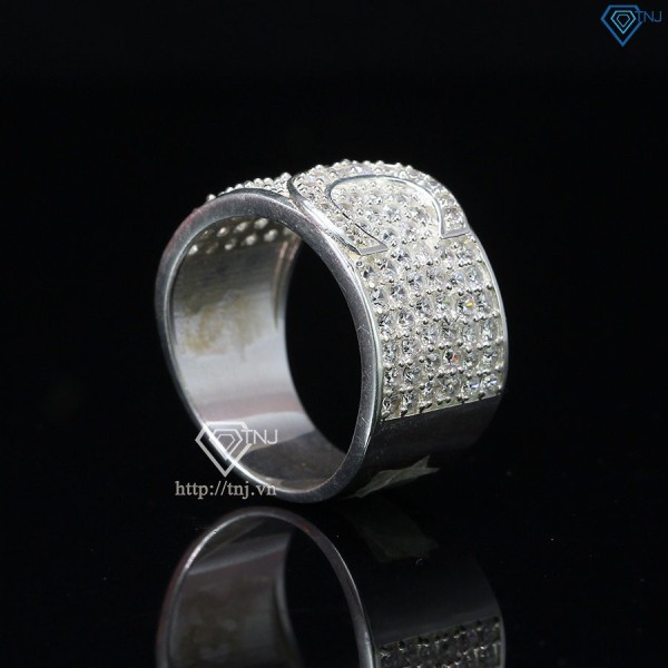 Nhẫn bạc nam chữ C đính đá NNA0209