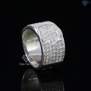 Nhẫn bạc nam chữ C đính đá NNA0209