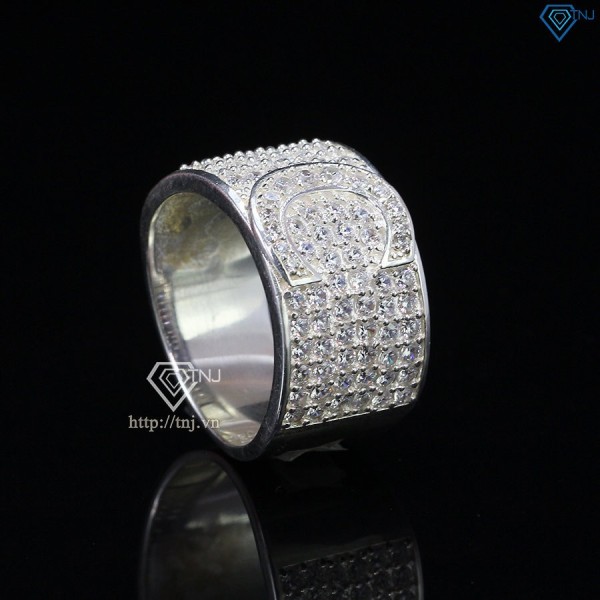 Nhẫn bạc nam chữ C đính đá NNA0209