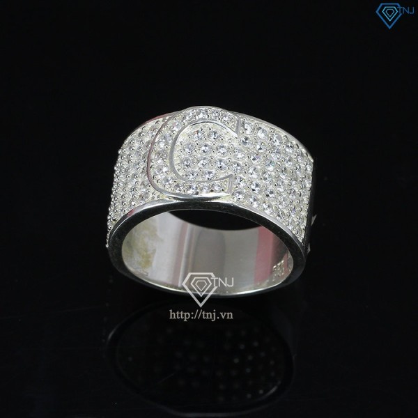 Nhẫn bạc nam chữ C đính đá NNA0209