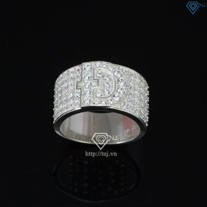 Nhẫn bạc nam chữ Đ đính đá NNA0209 -Trang sức TNJ