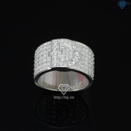 Nhẫn bạc nam chữ Đ đính đá NNA0209 -Trang sức TNJ