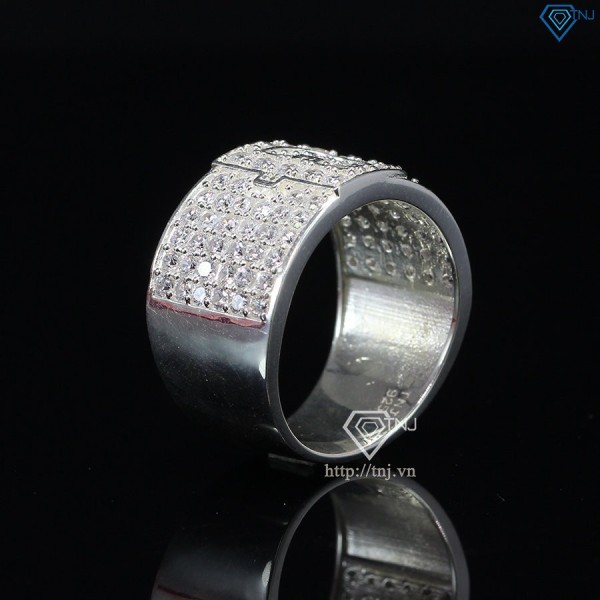 Nhẫn bạc nam chữ Đ đính đá NNA0209 -Trang sức TNJ